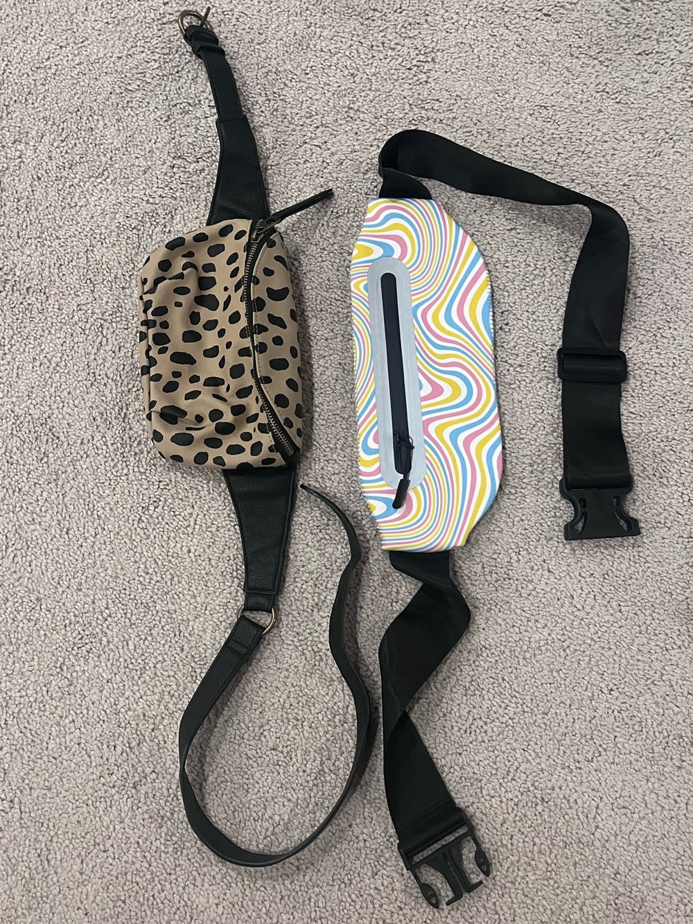 2 Belt Bags Fanny Pack Waist Hip Sling Purse Running Bag Casual Pocket Rainbow